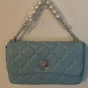 Badgley Mischka Powder Blue Quilted Handbag NWT